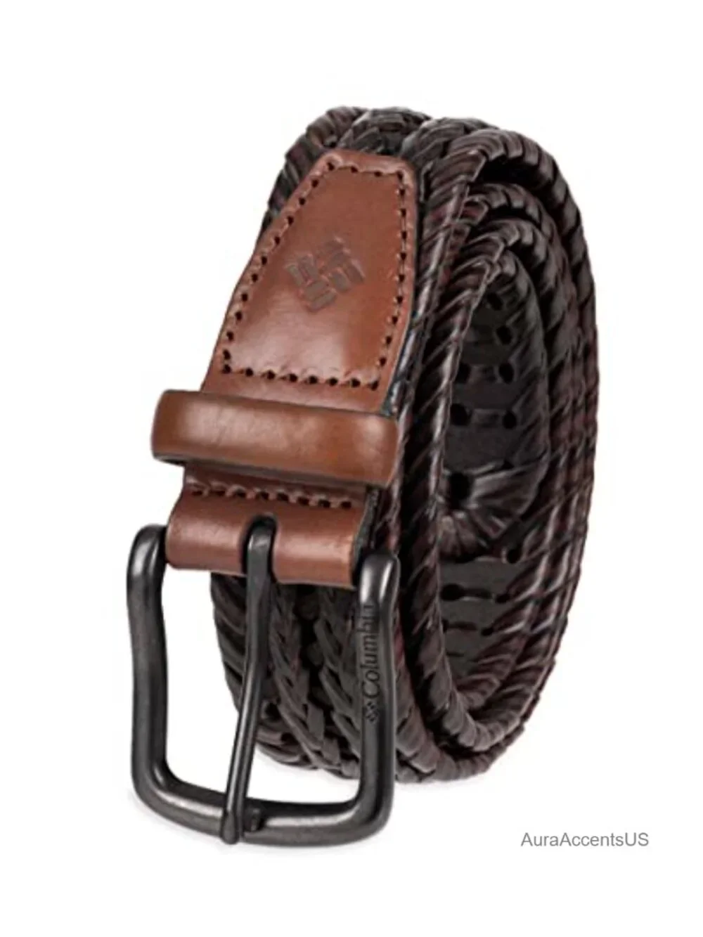 Leather Braided Belt Single Prong Buckle Casual Men's